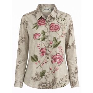 Vintage 90'S Tantrums Floral Linen Cotton Button Shirt Boho Cottagecore S